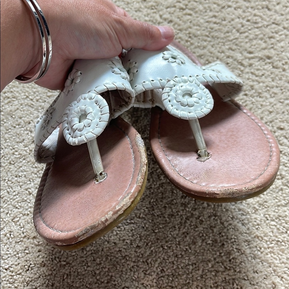 Hot Cakes White and Brown Sandals with Embellished Straps - Picture 3 of 7